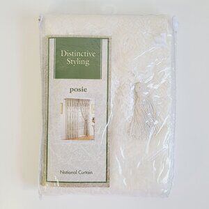 Classic Lace Posie Design Curtains 56" W x 84" L Panel W/ Attached 16" Valance